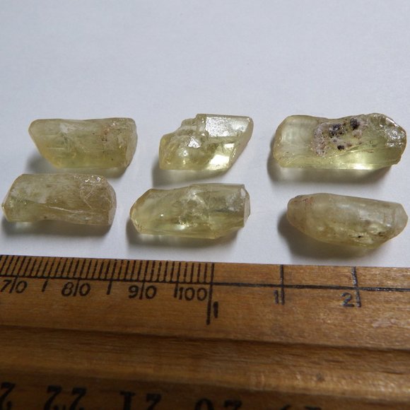 6pcs 68ct double terminated yellow apatite rough gemstone crystal lot mexico - Picture 1 of 7
